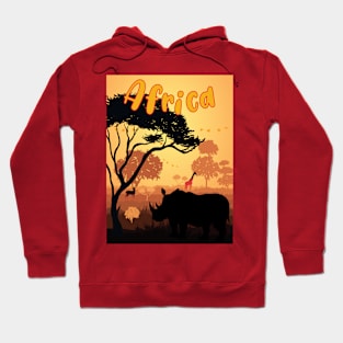 Rhino Giraffe in Africa Safari Hoodie